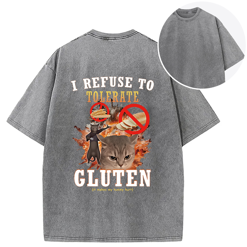 Tokyocanvas I Refuse to Tolerate Gluten Back Washed T-Shirt