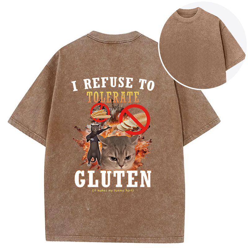 Tokyocanvas I Refuse to Tolerate Gluten Back Washed T-Shirt