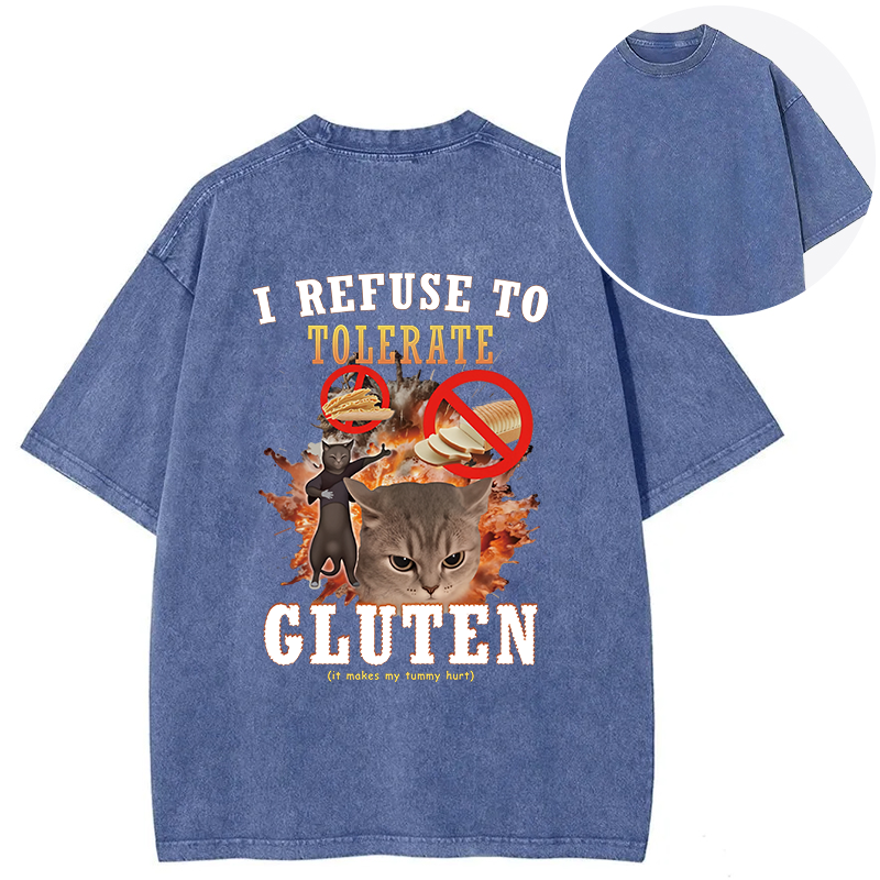 Tokyocanvas I Refuse to Tolerate Gluten Back Washed T-Shirt