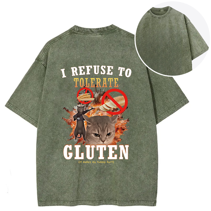 Tokyocanvas I Refuse to Tolerate Gluten Back Washed T-Shirt