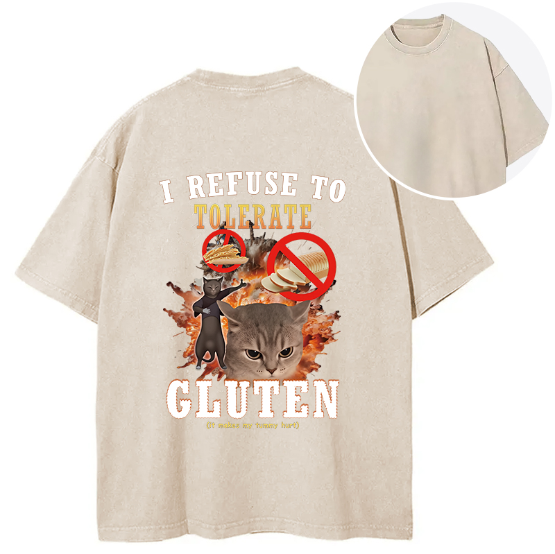 Tokyocanvas I Refuse to Tolerate Gluten Back Washed T-Shirt