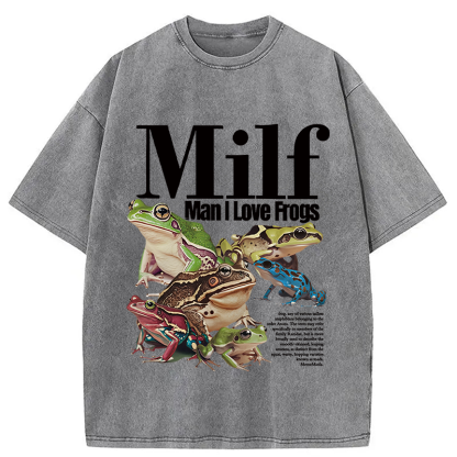 Tokyocanvas Man I Love Frogs Meme Washed T-Shirt