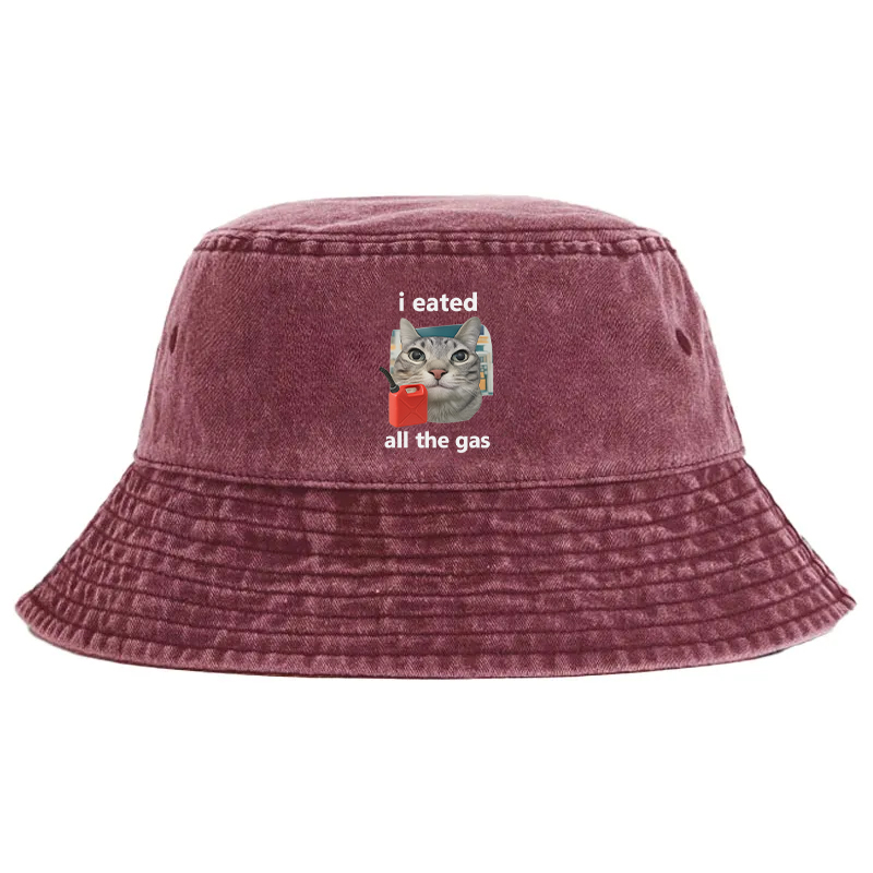 Tokyocanvas I Eated All The Gas Cat Funny Washed Bucket Hat