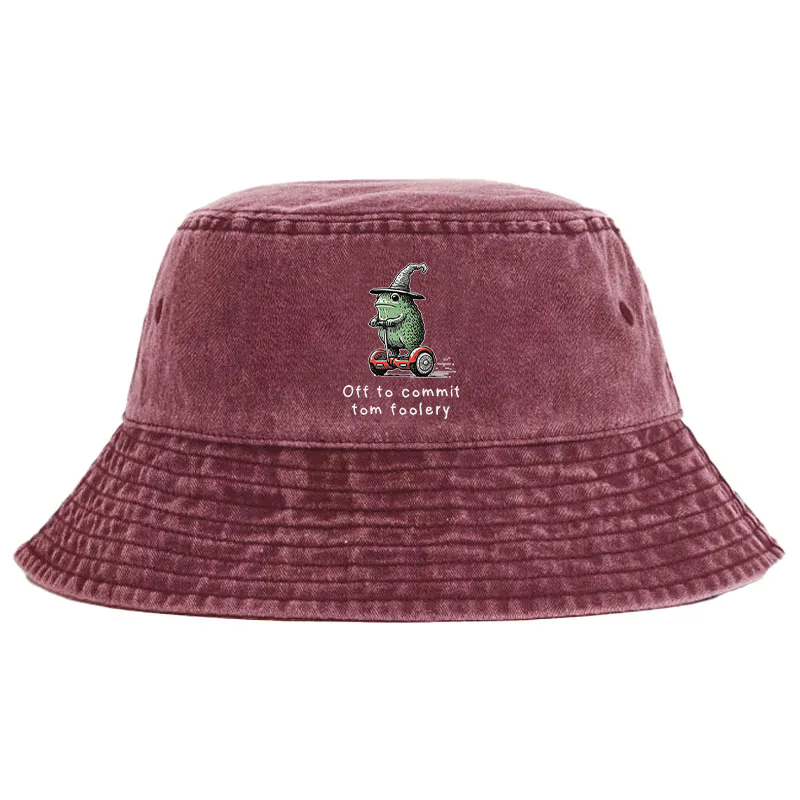 Tokyocanvas Frog Riding A Balance Scooter Washed Bucket Hat