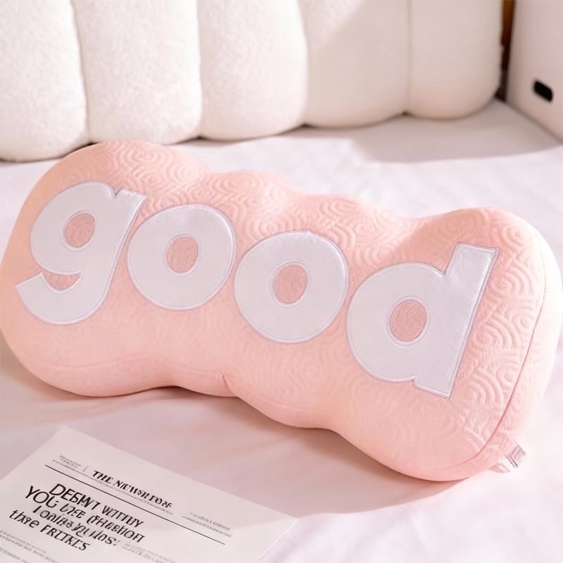 Tokyocanvas Pink GOOD Shaped Throw Pillow