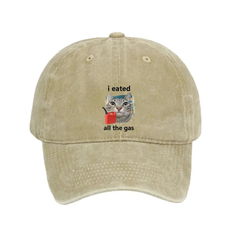 Tokyocanvas I Eated All The Gas Cat Funny Washed Cap