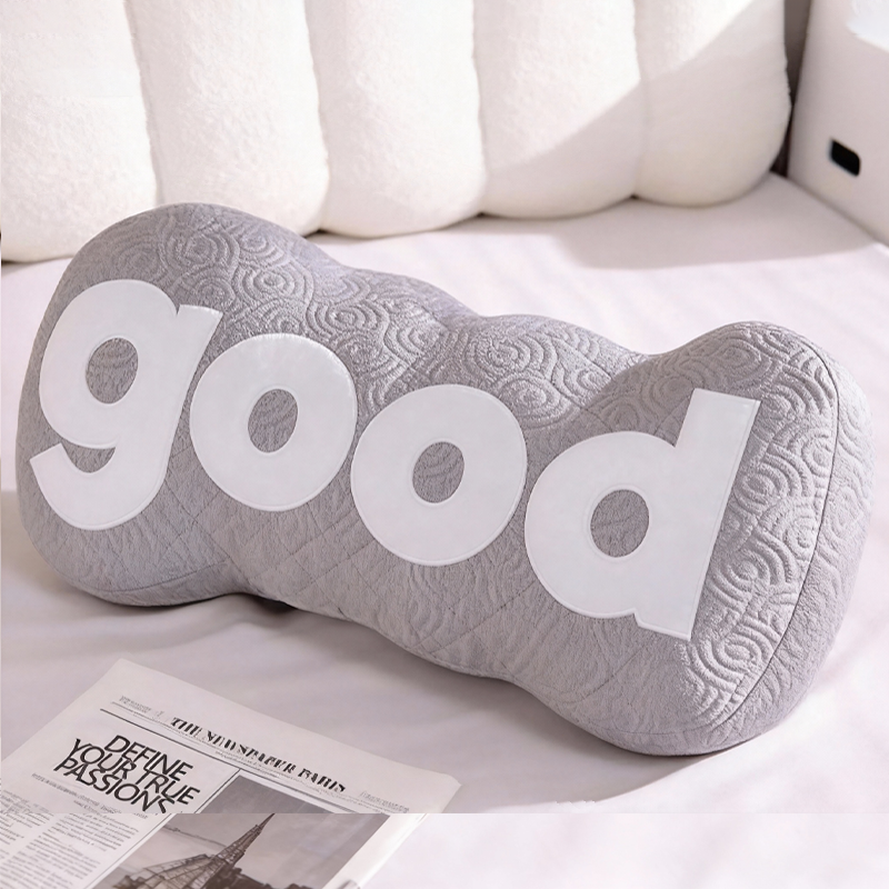 Tokyocanvas Gray GOOD Shaped Throw Pillow