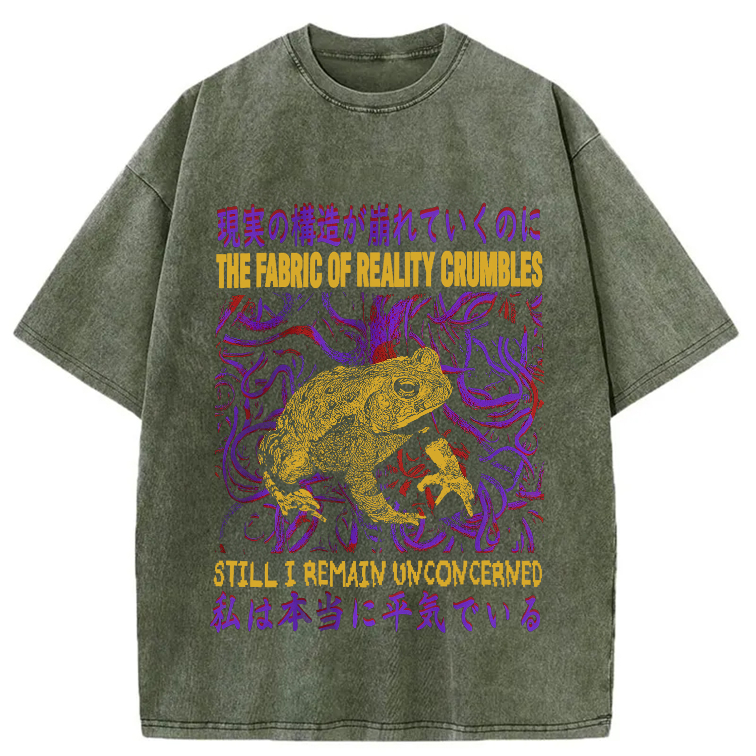 Tokyocanvas Fabric of Reality Crumbles Still I Remain Unconcerned Washed T-Shirt