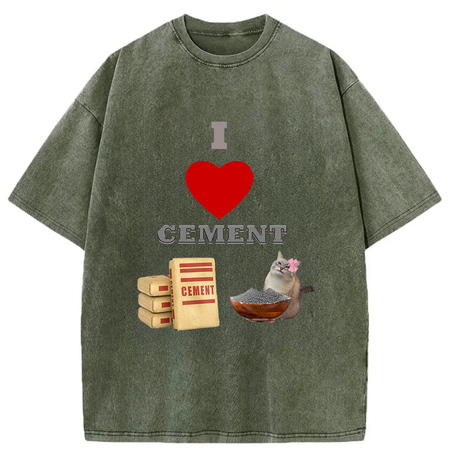 Tokyocanvas I LOVE CEMENT Washed T-Shirt