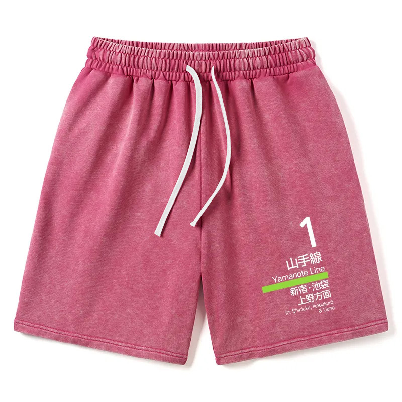 Tokyocanvas Tokyo Yamanote Line Platform Sign Washed Shorts