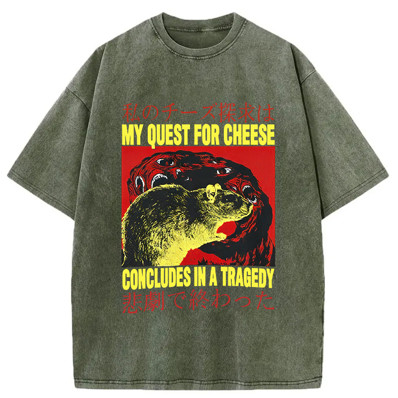Tokyocanvas My Quest For Cheese Rat Japanese Washed T-Shirt