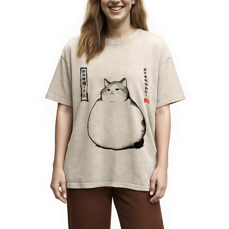 Tokyocanvas Matsumoto Hoji Cat Washed T-Shirt