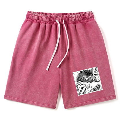 Tokyocanvas Creepy Cat Anime Horror Anteater Washed Shorts