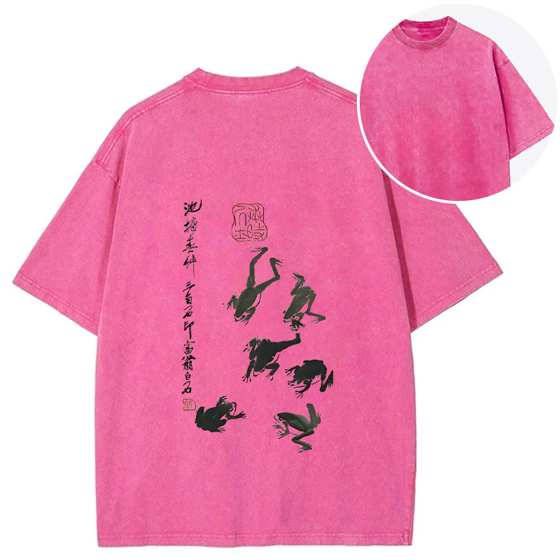 Tokyocanvas Retro Japan Frog Back Washed T-Shirt