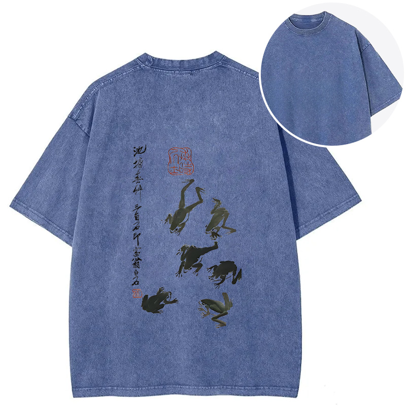 Tokyocanvas Retro Japan Frog Back Washed T-Shirt