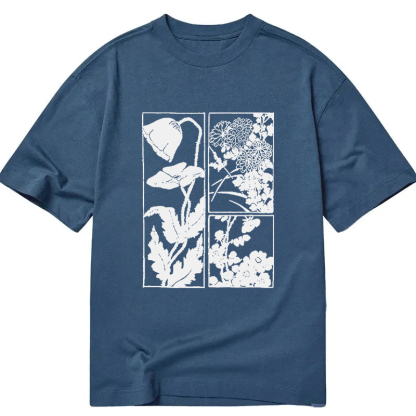 Tokyocanvas Woodcut Flowers Classic T-Shirt