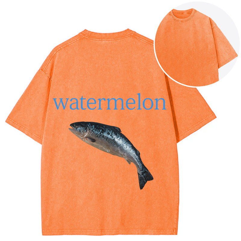 Tokyocanvas Watermelon Fish Back Washed T-Shirt