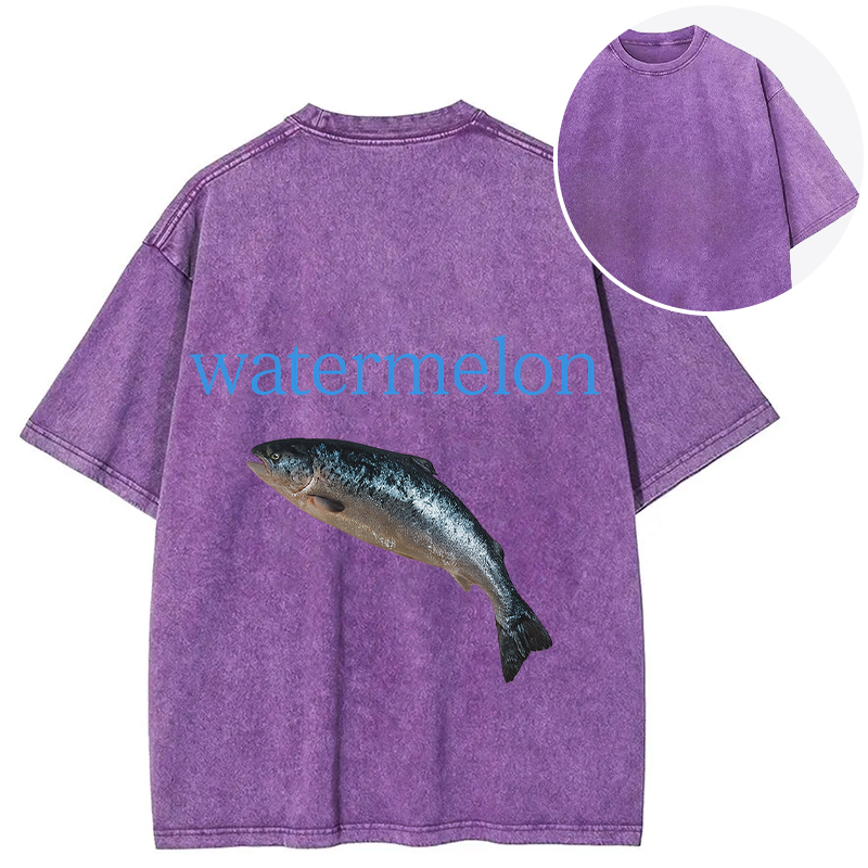 Tokyocanvas Watermelon Fish Back Washed T-Shirt