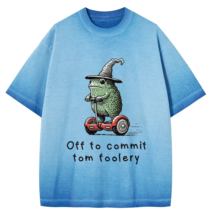 Tokyocanvas Frog Riding A Balance Scooter Gradient Washed T-Shirt