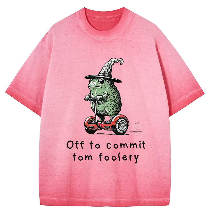 Tokyocanvas Frog Riding A Balance Scooter Gradient Washed T-Shirt