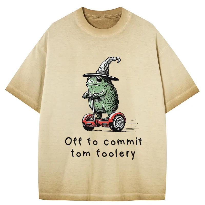 Tokyocanvas Frog Riding A Balance Scooter Gradient Washed T-Shirt