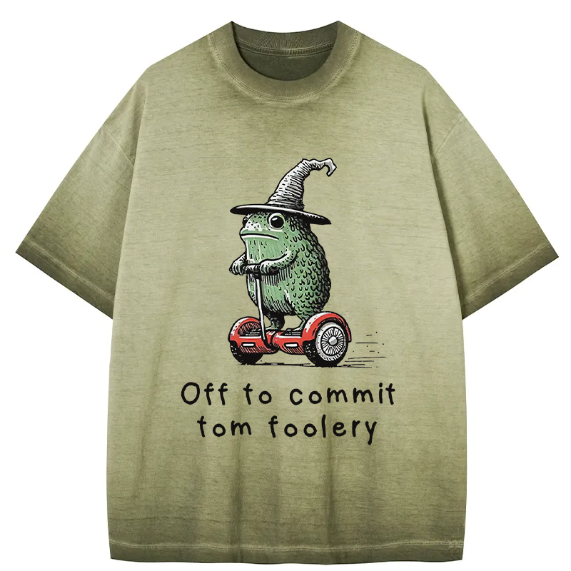 Tokyocanvas Frog Riding A Balance Scooter Gradient Washed T-Shirt