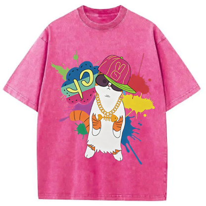 Tokyocanvas Hip Hop Cat Washed T-Shirt