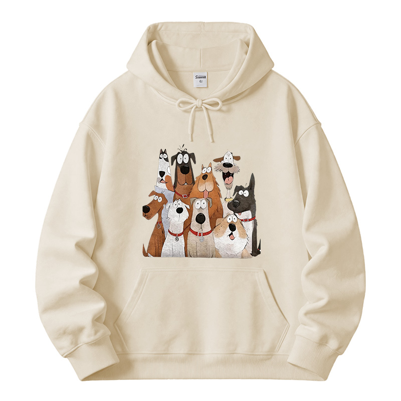 Tokyocanvas Funny Cute Dog Art Print Fleece Lined Hoodie