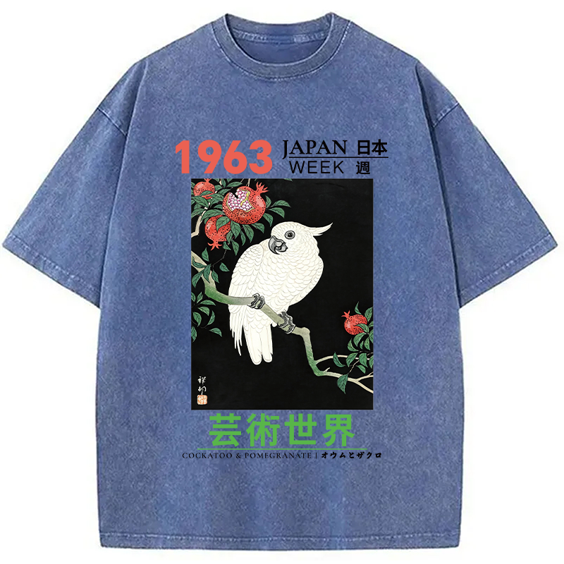Tokyocanvas Cockatoo & Pomegranate Washed T-Shirt