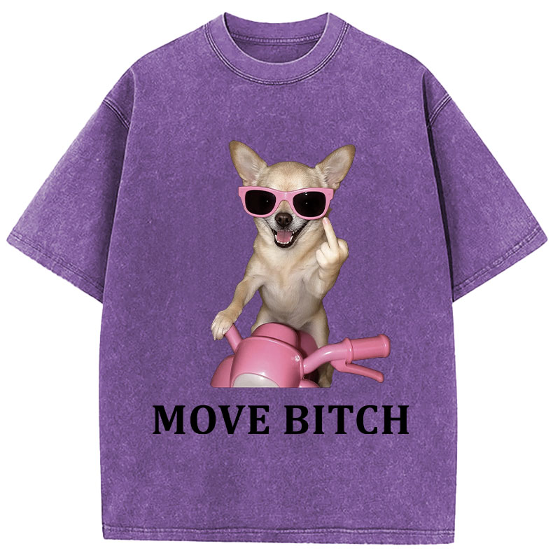 Tokyocanvas Move! Cute Chihuahua Washed T-Shirt