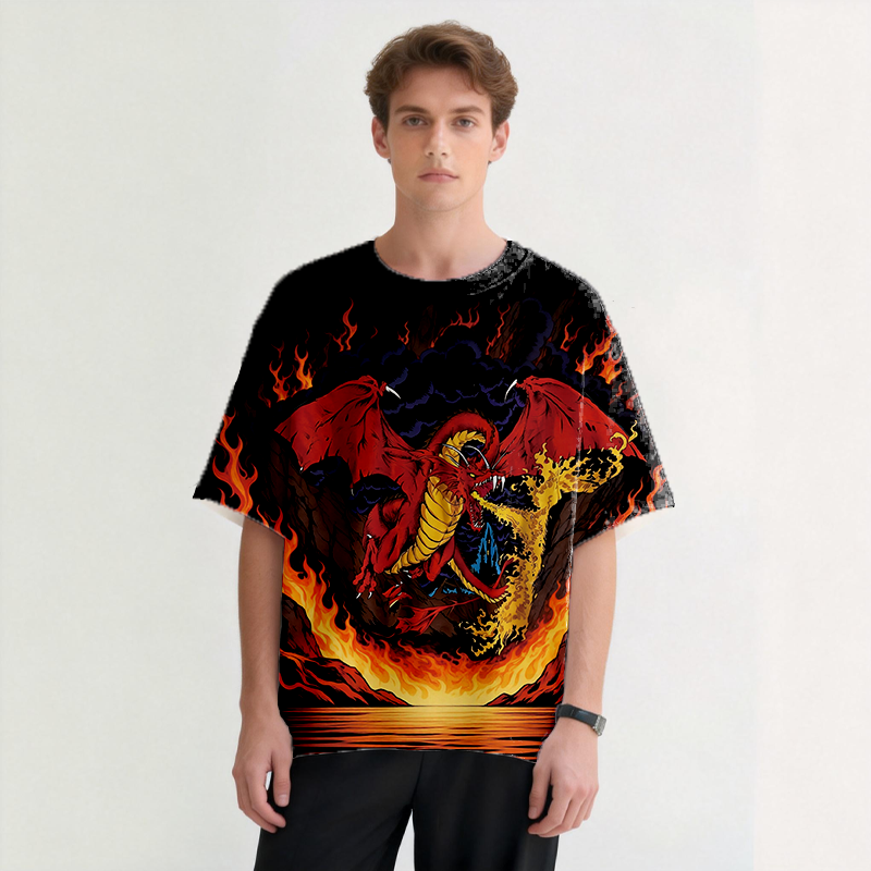 Tokyocanvas Dragon Fire Graphic Print T-shirt