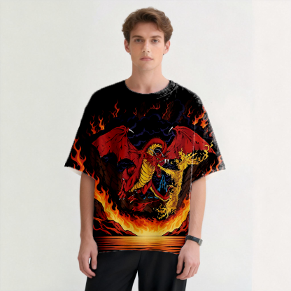 Tokyocanvas Dragon Fire Graphic Print T-shirt