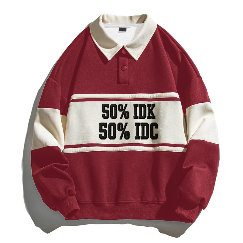 Tokyocanvas Half Half Polo Embroidered Sweatshirt