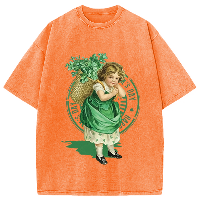 Tokyocanvas St Patricks Day Retro Washed T-Shirt