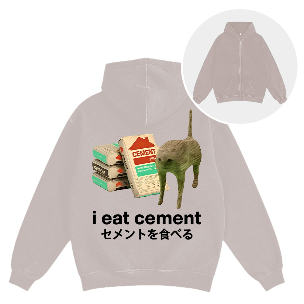 Tokyocanvas I Eat Cement Washed Zip Hoodie