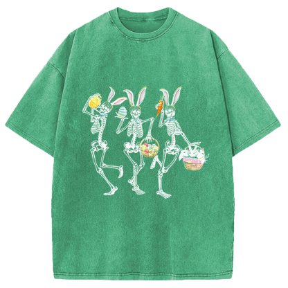 Tokyocanvas Easter Dancing Skeleton Washed T-Shirt