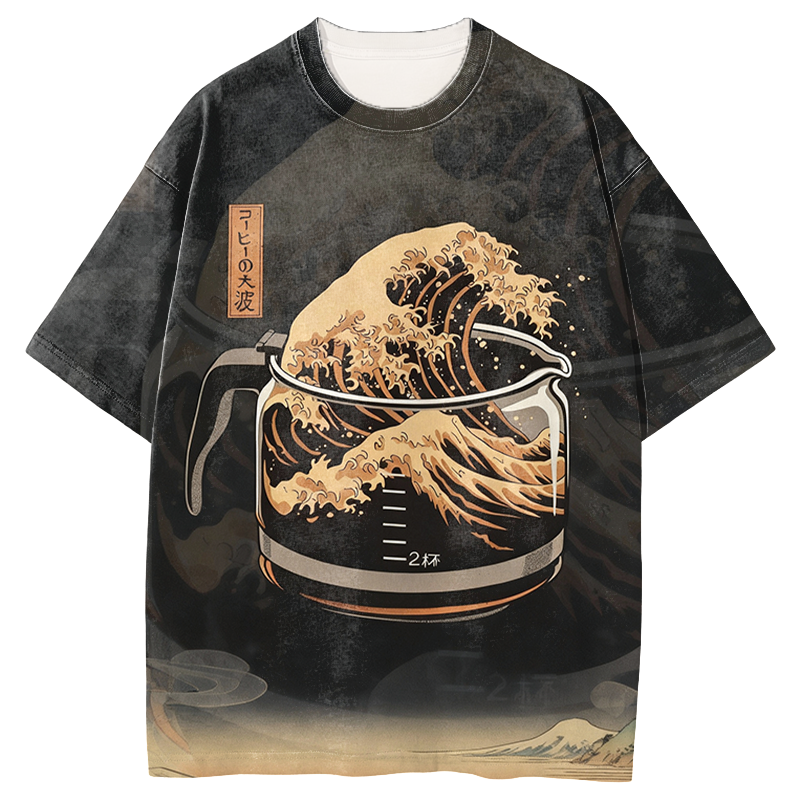Tokyocanvas The Great Wave of Coffee Graphic Print T-Shirt