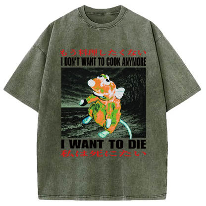 Tokyocanvas I Want to Die Japanese Washed T-Shirt