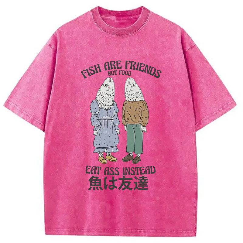 Tokyocanvas Fish Are Friends Not Food Washed T-Shirt