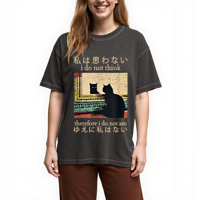 Tokyocanvas I Do Not Think Therefore I Do Not Am Gradient Washed T-Shirt