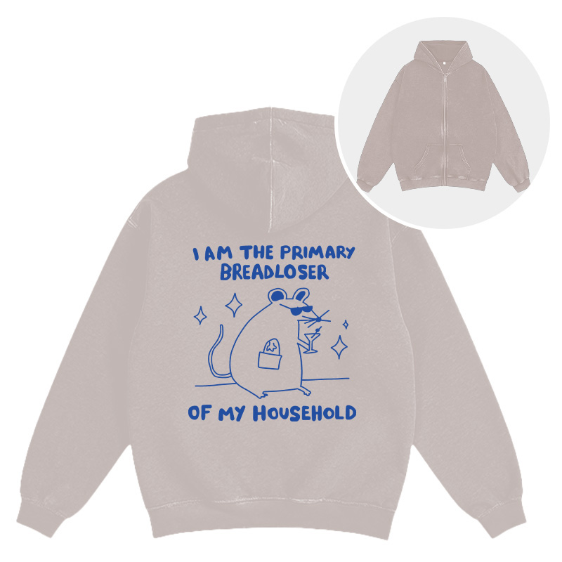 Tokyocanvas I Am the Primary Breadloser of My Household Washed Zip Hoodie
