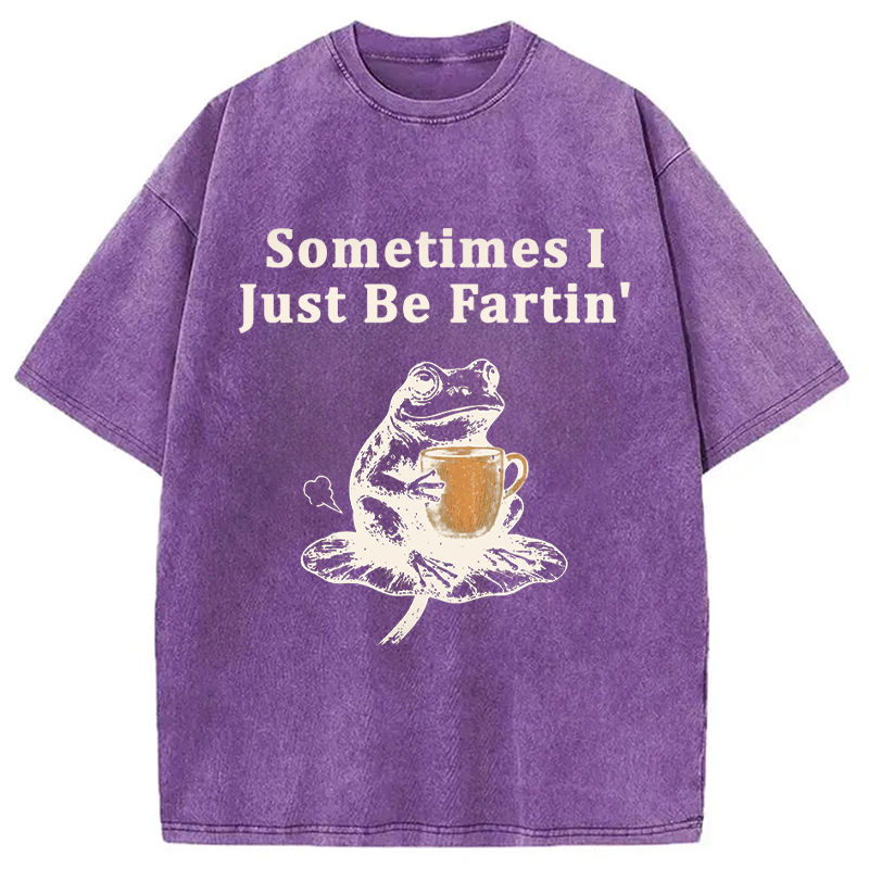 Tokyocanvas Sometimes I Just Be Fartin Funny Frog Washed T-Shirt