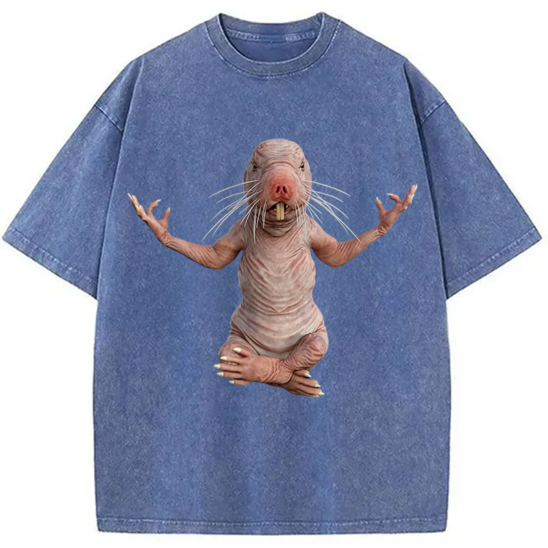 Tokyocanvas Funny Naked Mole-Rat Washed T-Shirt