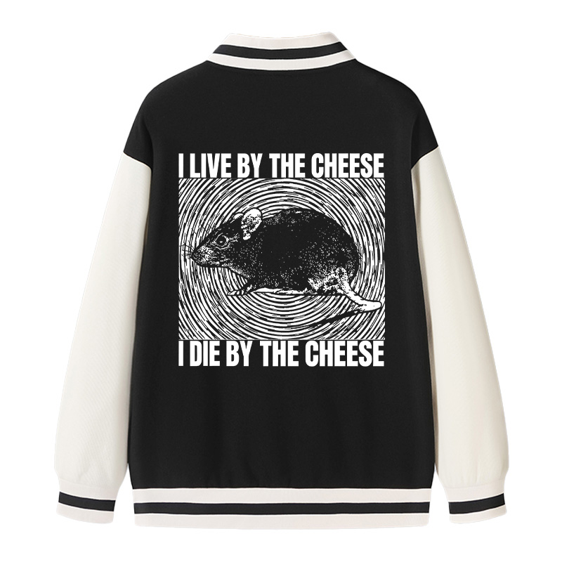 Tokyocanvas I Live By The Cheese Rat Varsity Jacket
