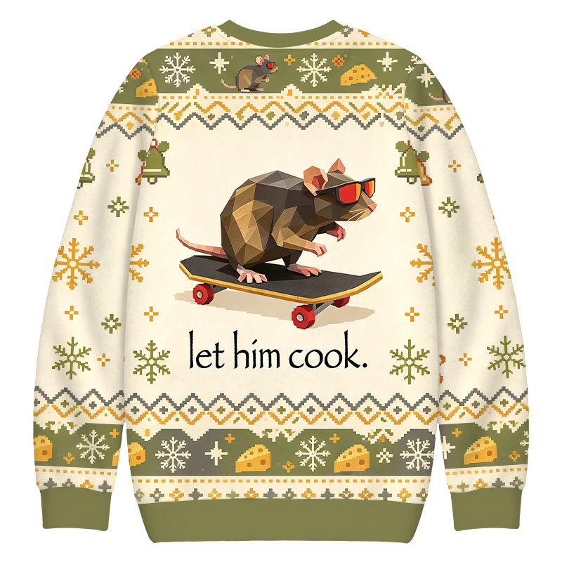 Tokyocanvas Rat Skateboard Cook Christmas Ugly Sweatshirt