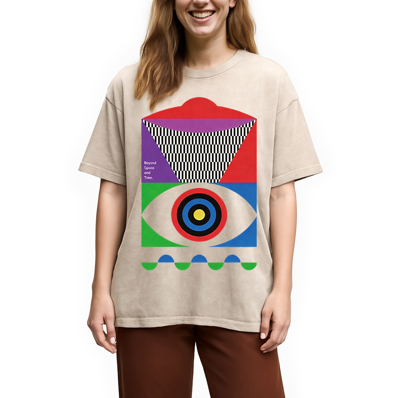 Tokyocanvas Abstract Minimalist Eye Washed T-Shirt
