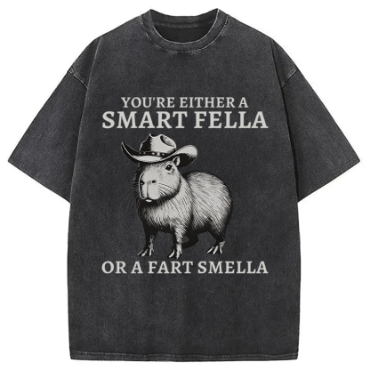 Tokyocanvas Retro Smart Fella Capybara 90s Washed T-Shirt