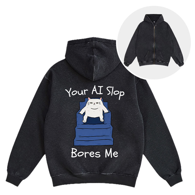 Tokyocanvas AI Slop Bores Me Washed Zip Hoodie