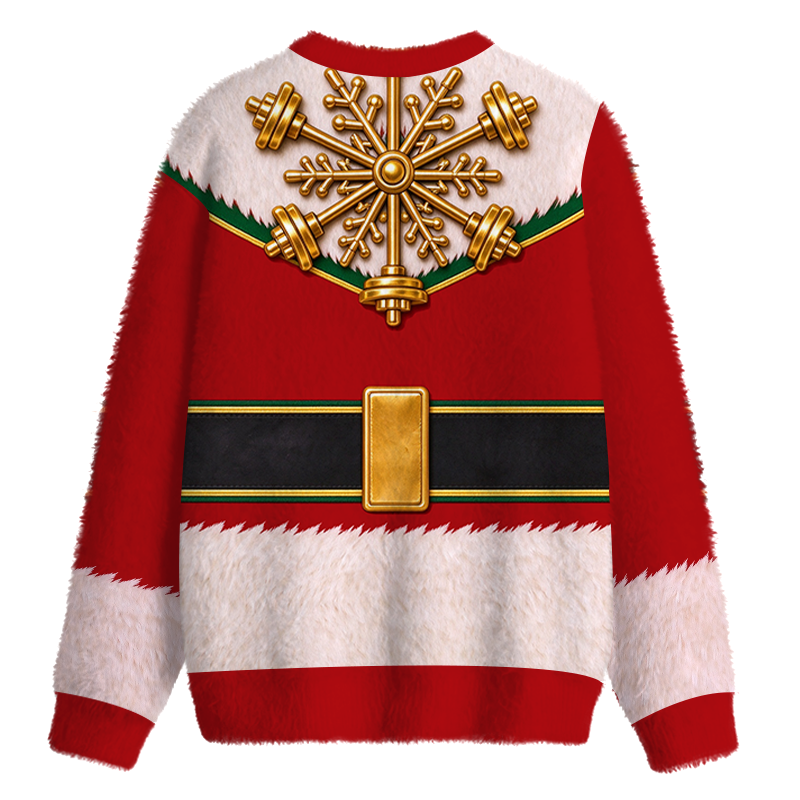 Tokyocanvas Santa Claus Red Fuzzy Christmas Ugly Sweatshirt