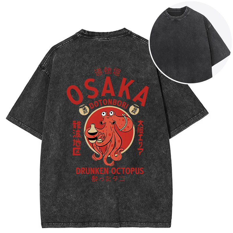 Tokyocanvas Drunken Octopus Japan Back Washed T-Shirt